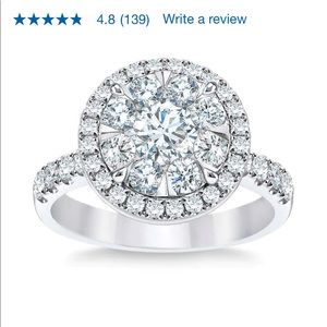 Round Brilliant 1.60 ctw VS2 Clarity, I Color Diamond 14kt White Gold Halo Ring
